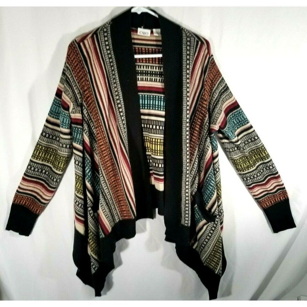 CATO Knit Multi Colored Striped Cardigan